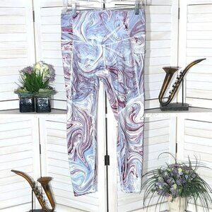 Cardio Works Leggings Swirl Blue Wine High Waist Pockets M